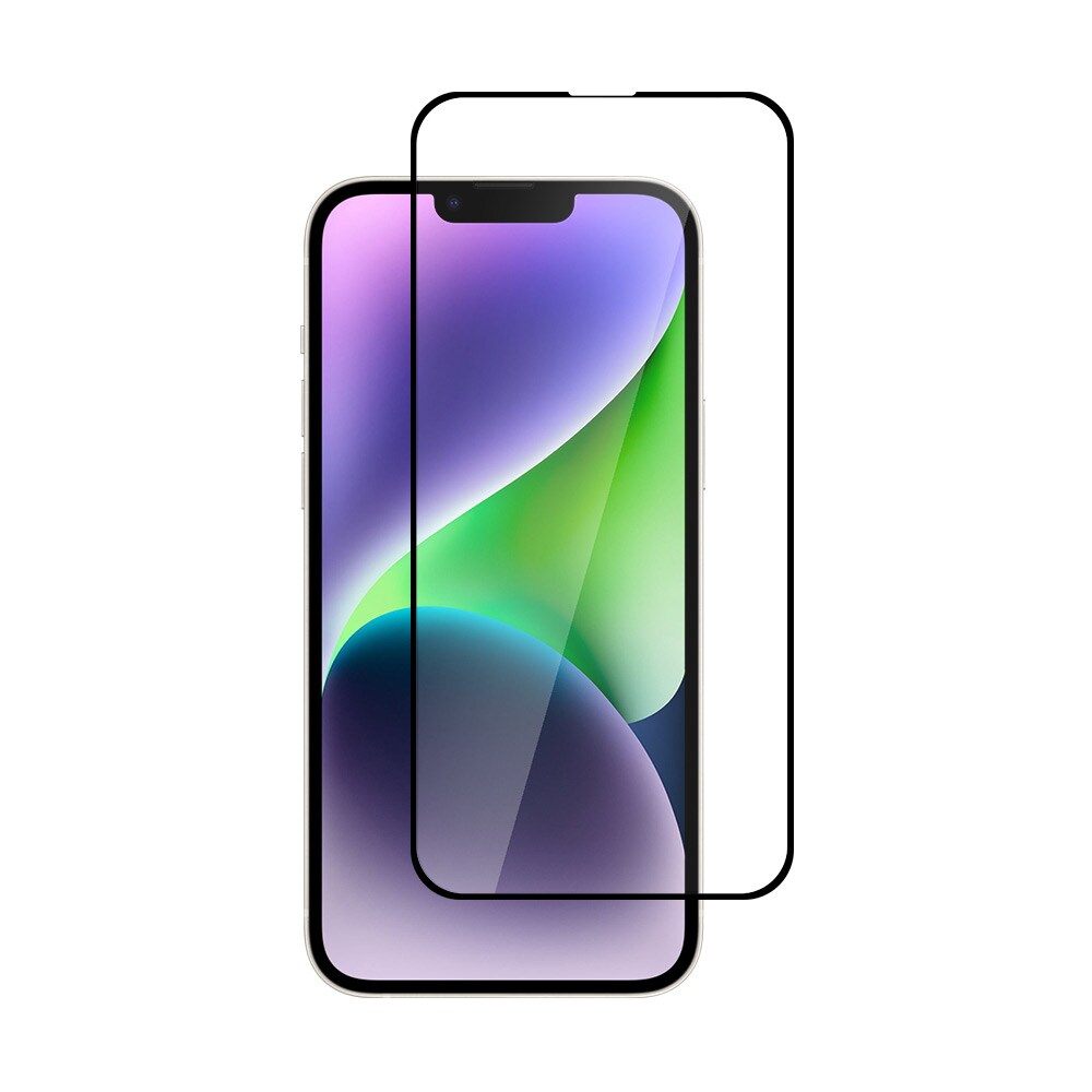 Hærdet skærmbeskyttelse med sort ramme til iPhone 14 Plus