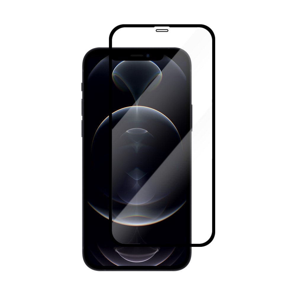Hærdet skærmbeskytter med sort ramme til iPhone 12 Pro Max