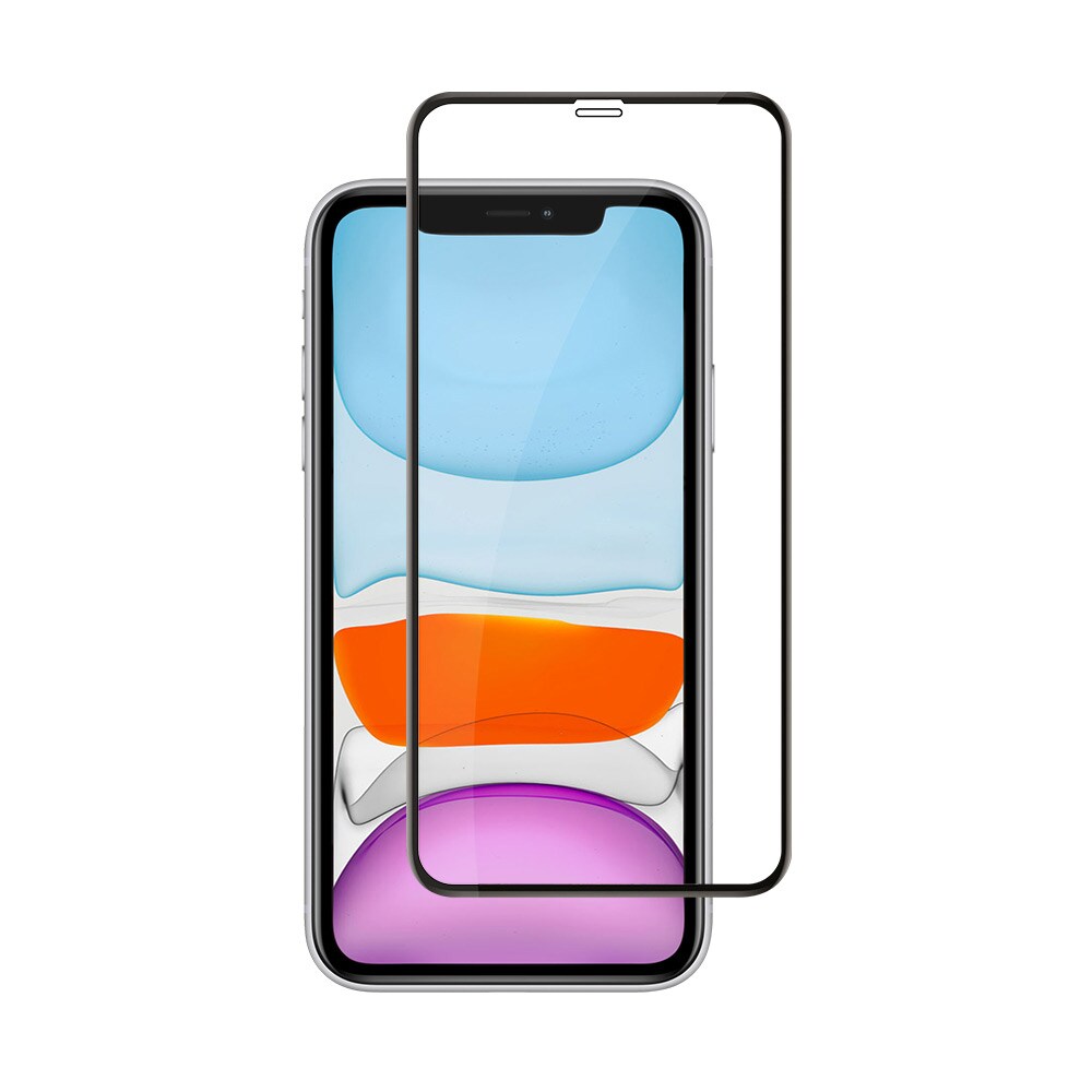 Hærdet skærmbeskytter med sort ramme til iPhone XR/11