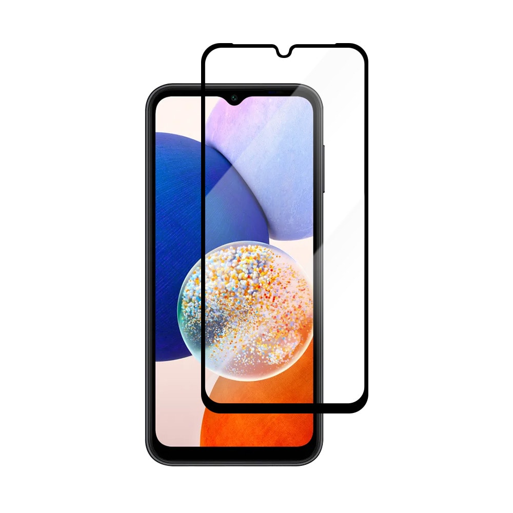 Hærdet skærmbeskytter med sort ramme til Samsung Galaxy A15
