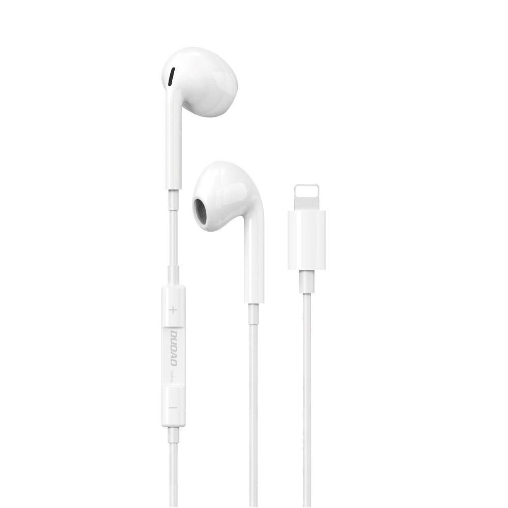 In-Ear-hovedtelefoner med lyn og fjernbetjening - hvid