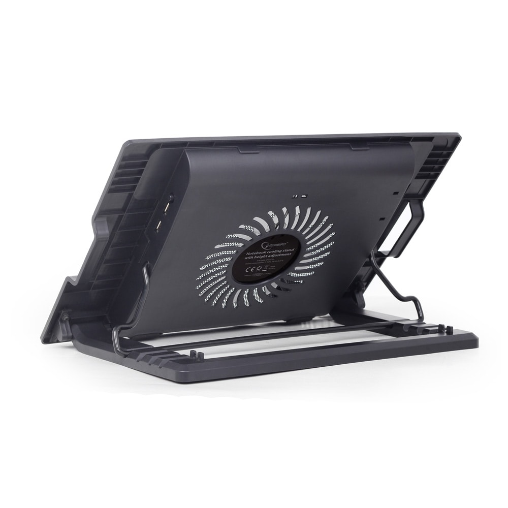 Justerbar laptop-køler med LED-lys og ekstra USB-port