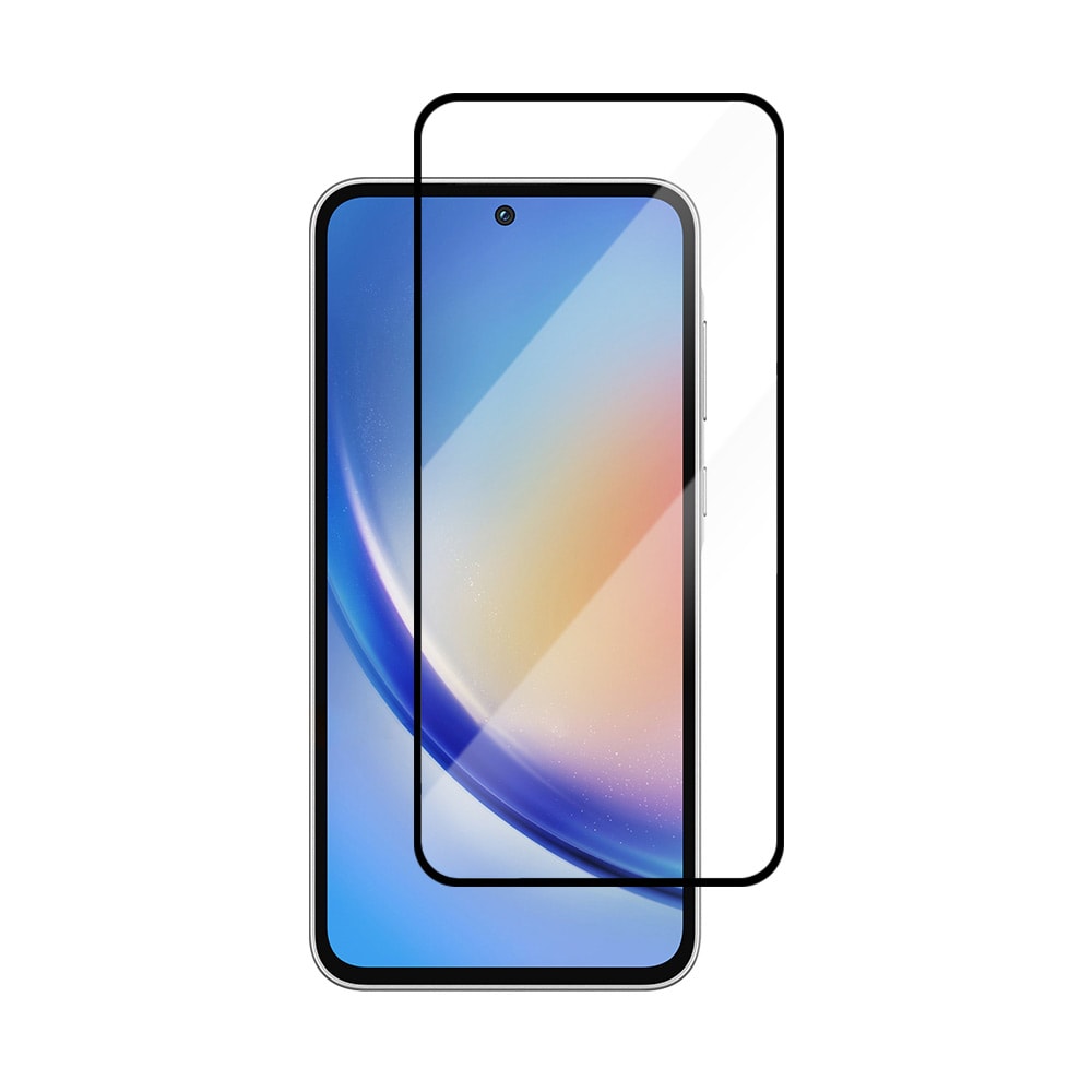 Hærdet skærmbeskytter med sort ramme til Samsung Galaxy A35