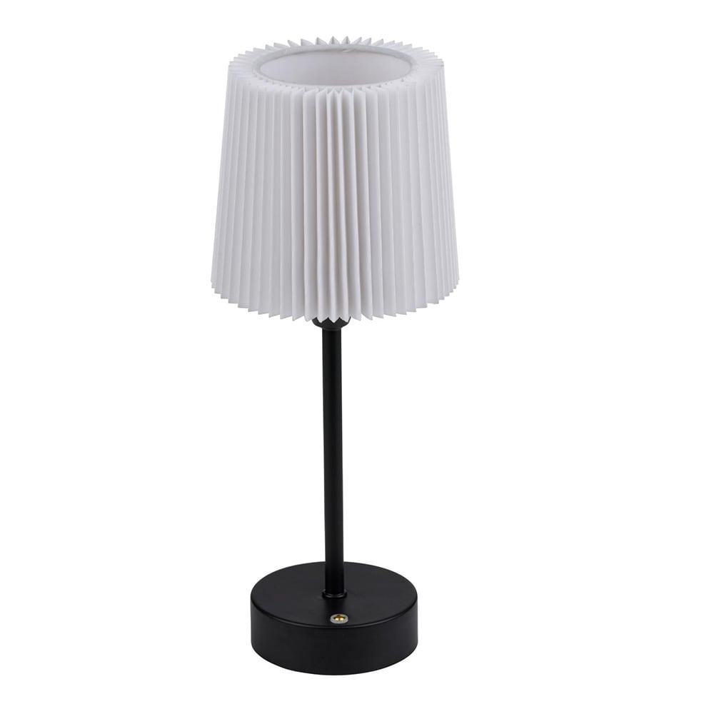 Sort bordlampe med hvid skærm