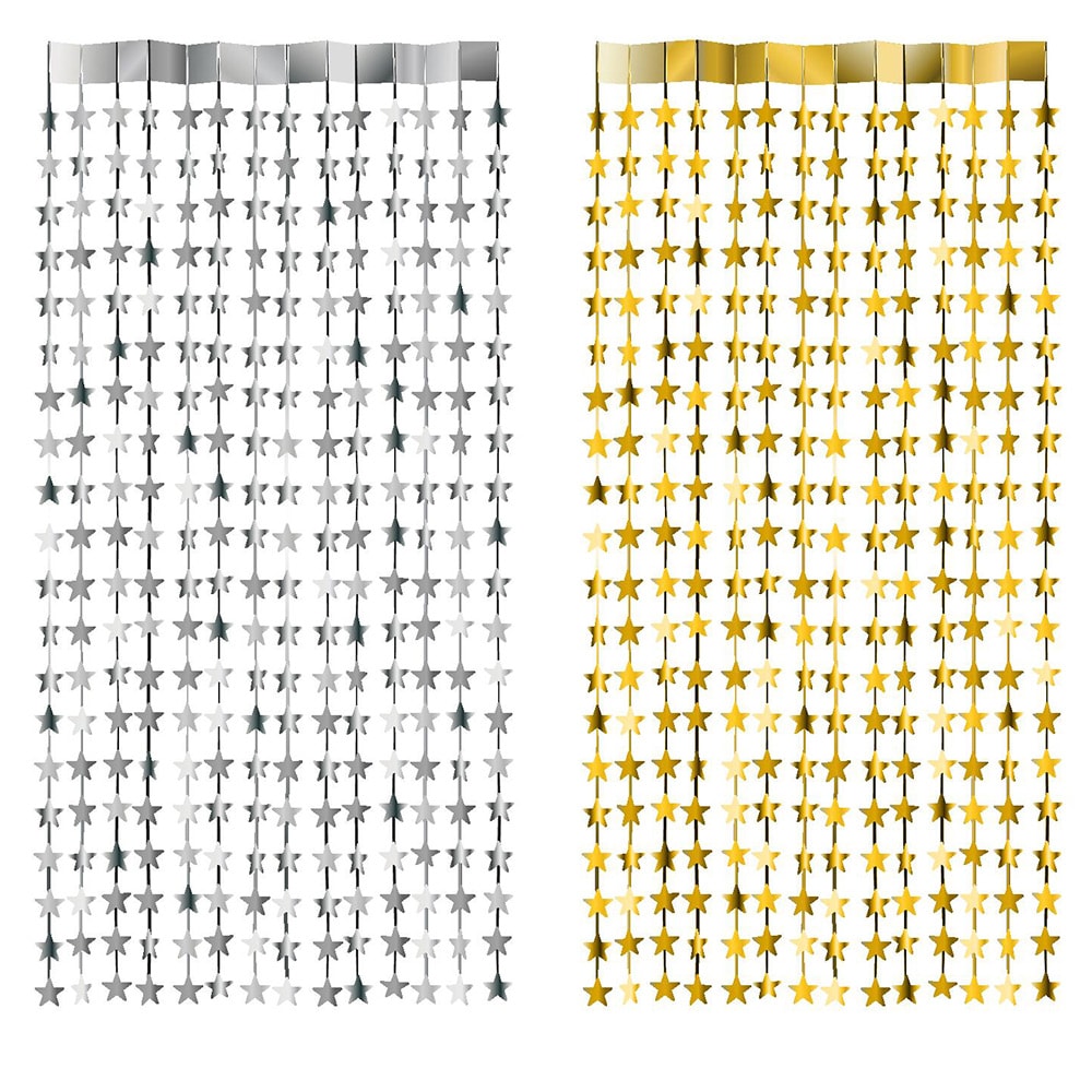 Glittergardin - stjerner 100x200cm