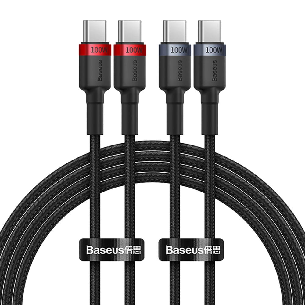 Cafule USB-C-kabel 100W 1m med Power Delivery - 2-pak