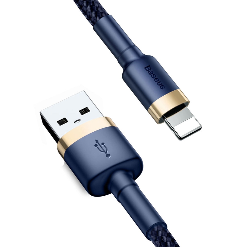 Cafule USB-kabel USB til Lightning 2.4A QC 3.0 1m - Blå/Guld