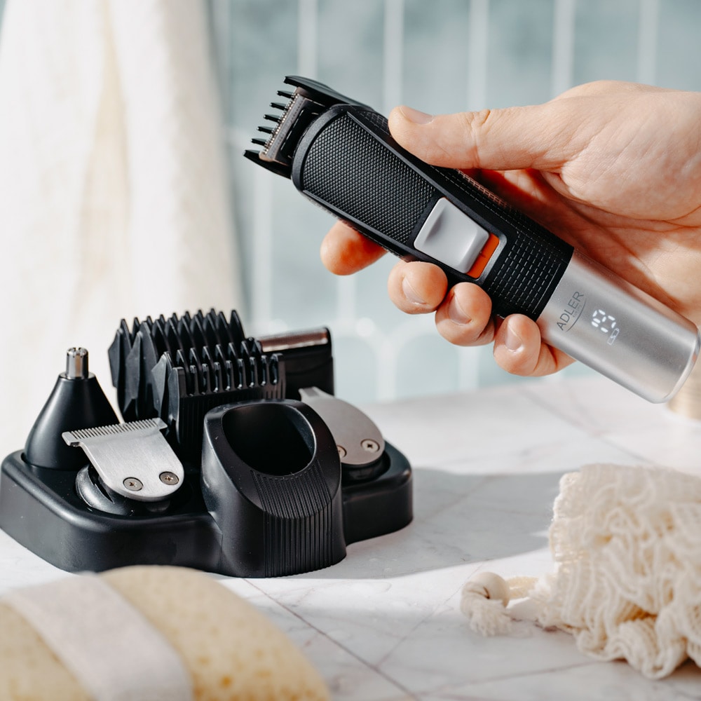 5-i-1-barbermaskine og hårtrimmer med justerbar hastighed og LED-display