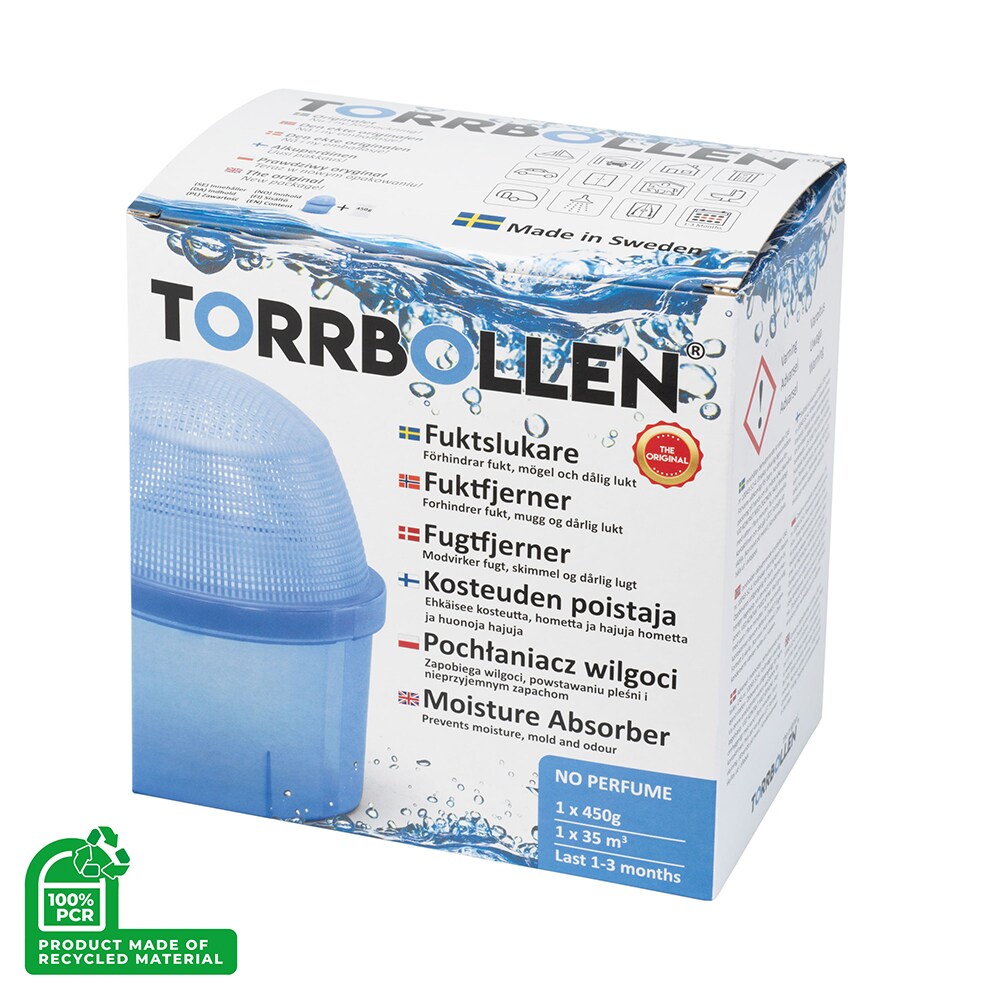 Torrbollen Pro fugtabsorberende pose med 2 kg affugtningskrystaller