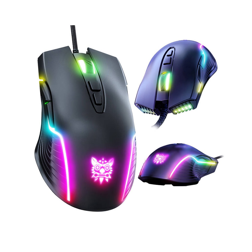 Onikuma CW905 gamingmus med 6 DPI-niveauer og RGB-belysning - sort