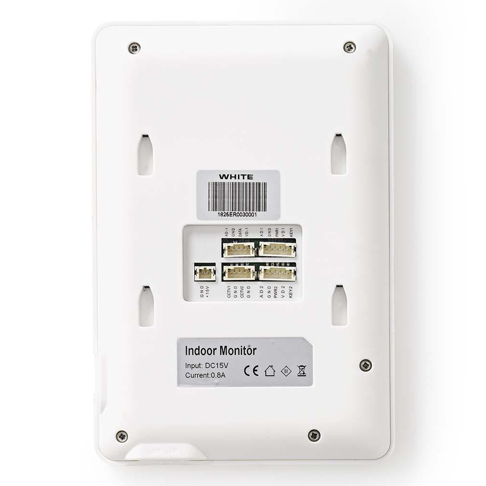 Intercom-monitor med 2-vejs kommunikation og farvedisplay, 4,3" - hvid
