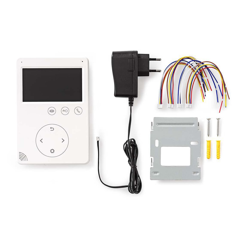 Intercom-monitor med 2-vejs kommunikation og farvedisplay, 4,3" - hvid
