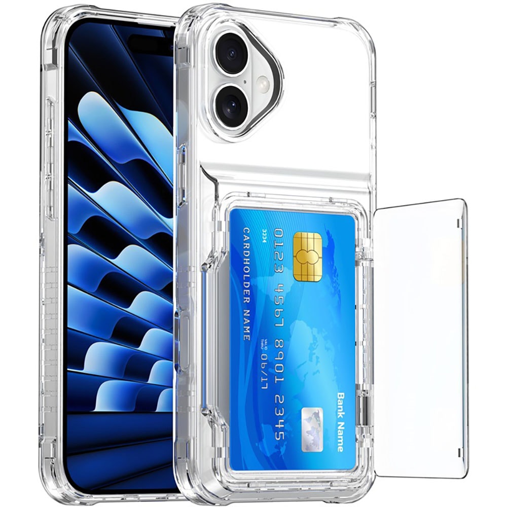 Bagcover med kortplads og stander til iPhone 16 Plus