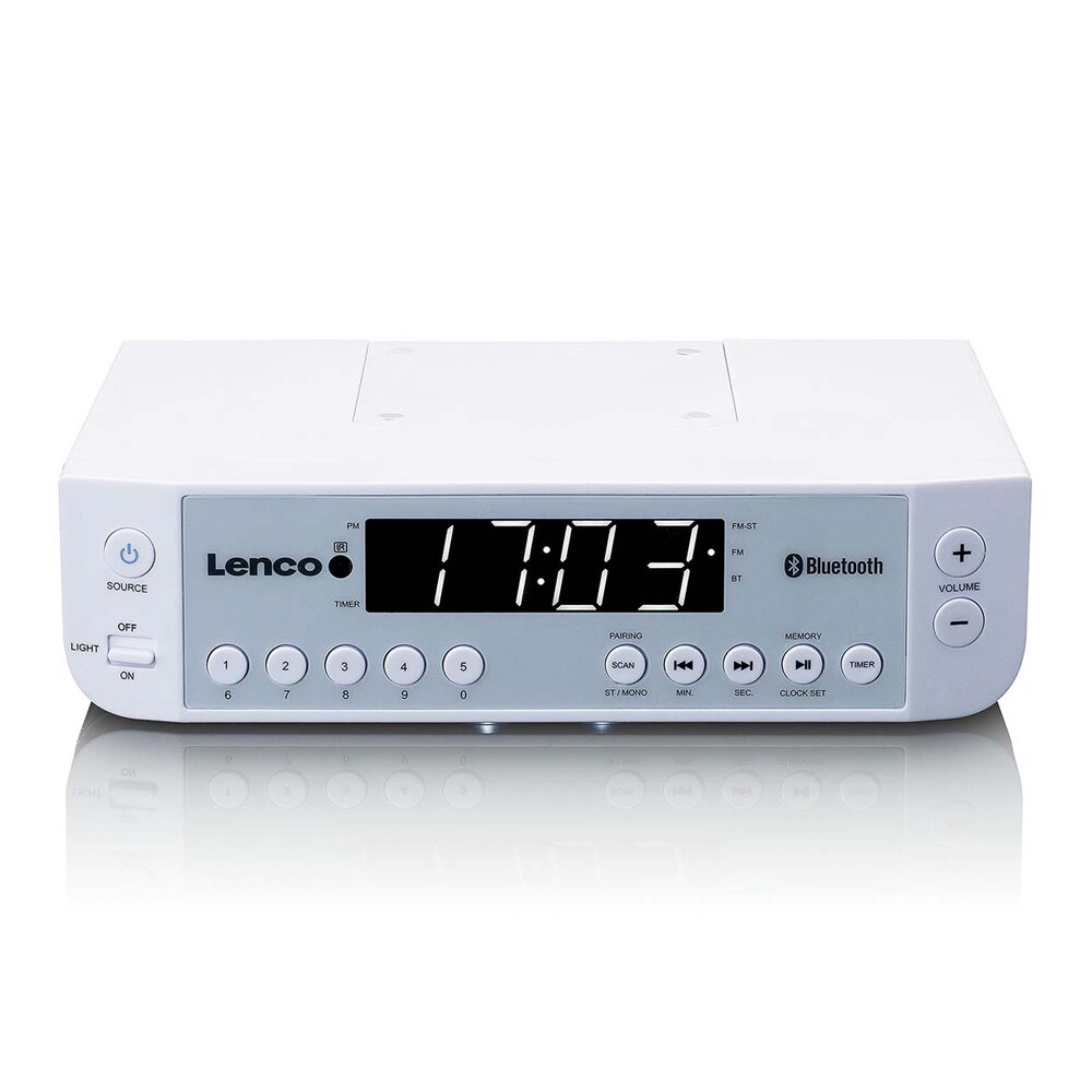Lenco KCR-100 FM-radio med bluetooth og LED-display - hvid