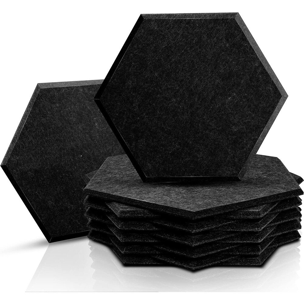 Lydabsorberende sekskantede paneler af polyester, 12-pak