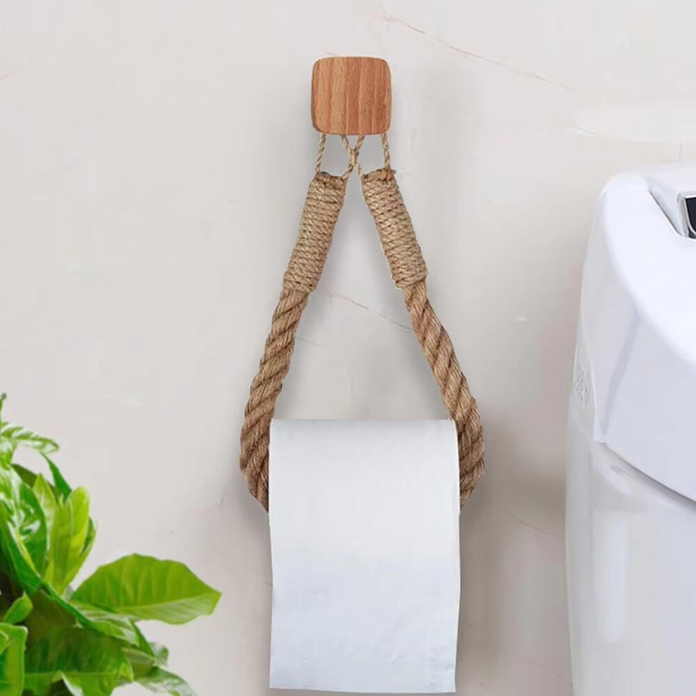 Toiletrulleholder i reb med håndlavede detaljer