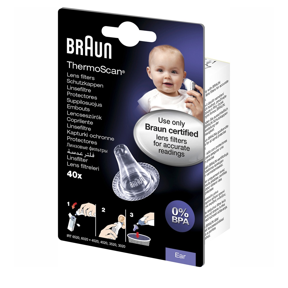 Braun ThermoScan hygiejnehætter 40-pak - hygiejniske linsedæksler til ThermoScan øretermometer