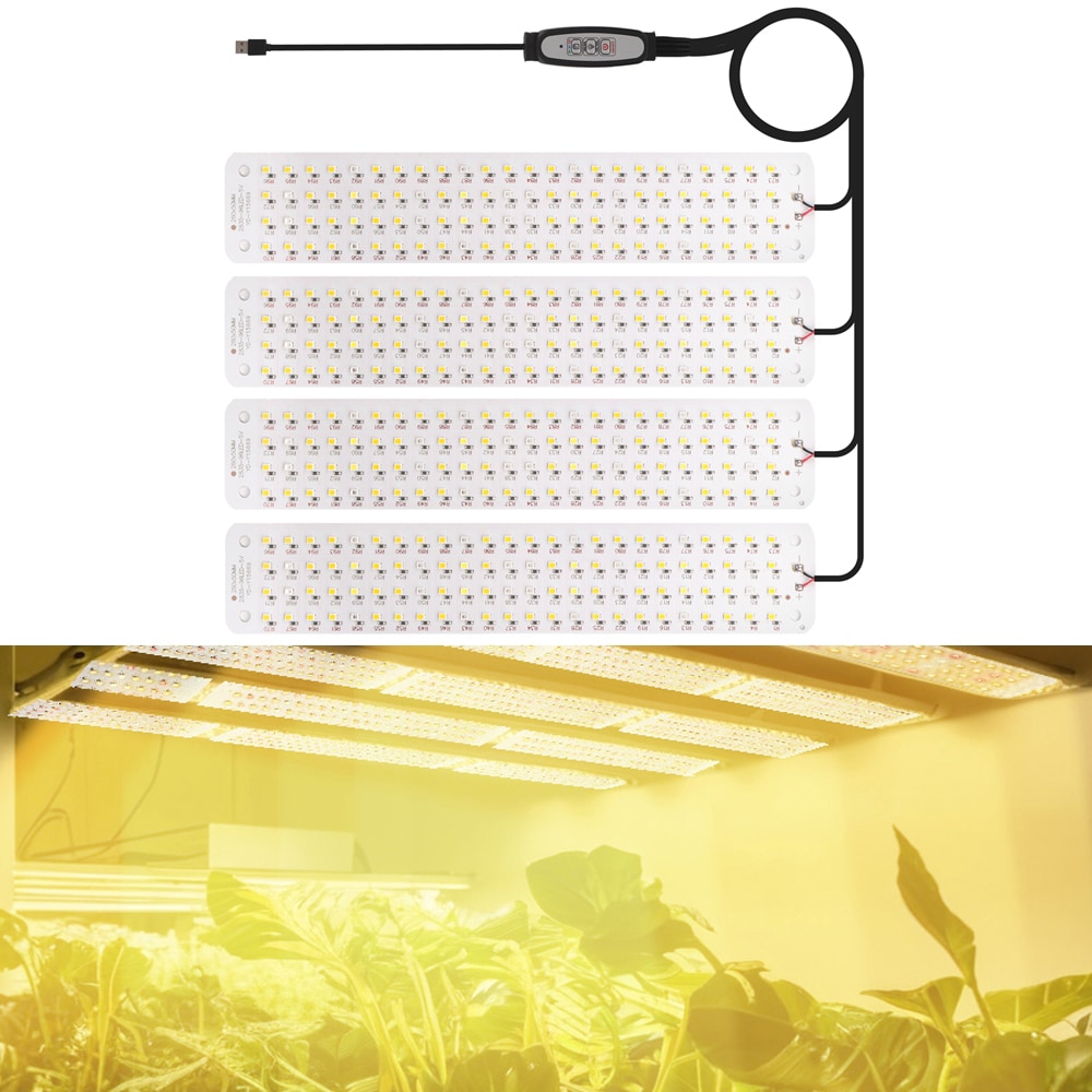 LED-plantebelysning med 4 paneler og 4-trins lysdæmper