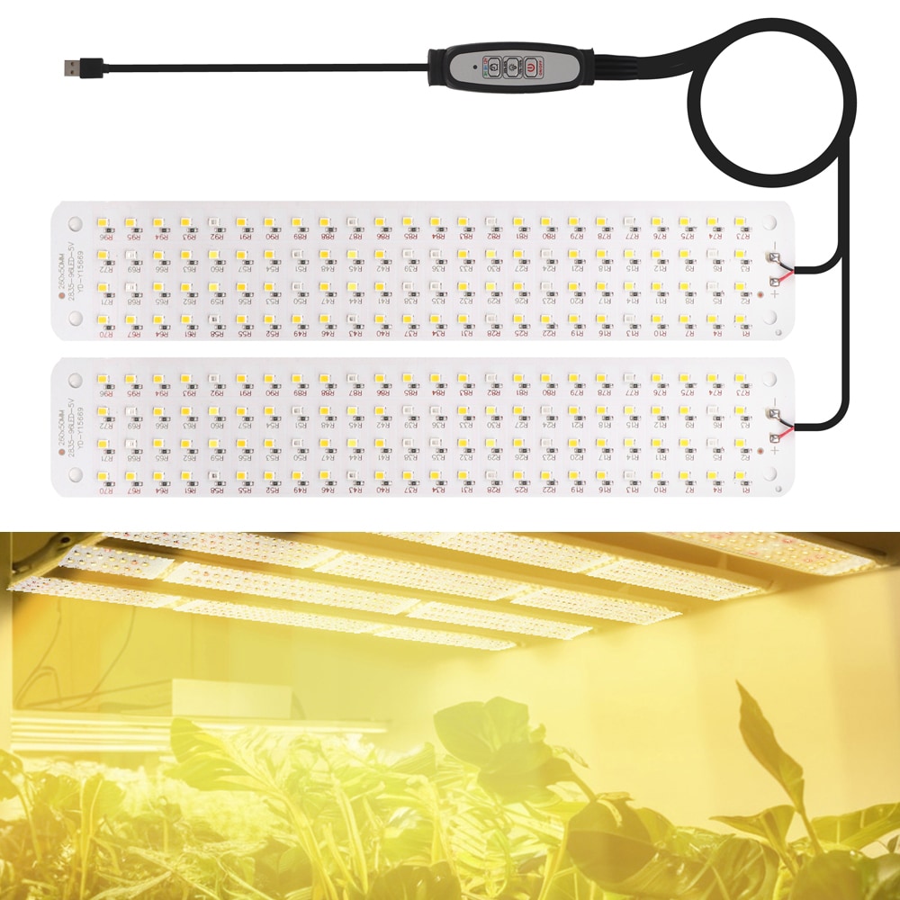 LED-plantebelysning med 2 paneler og 4-trins lysdæmper