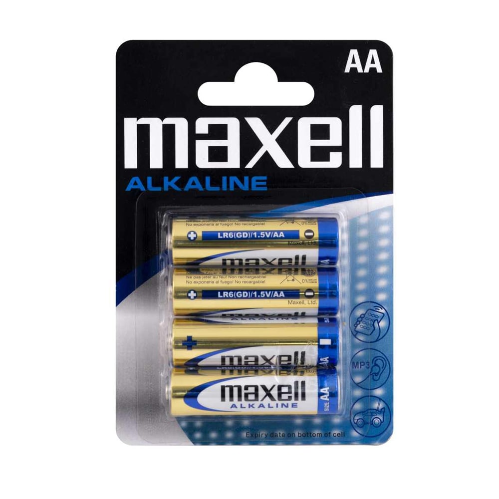 Maxell AA Alkaline batterier med lang levetid - 4-pak