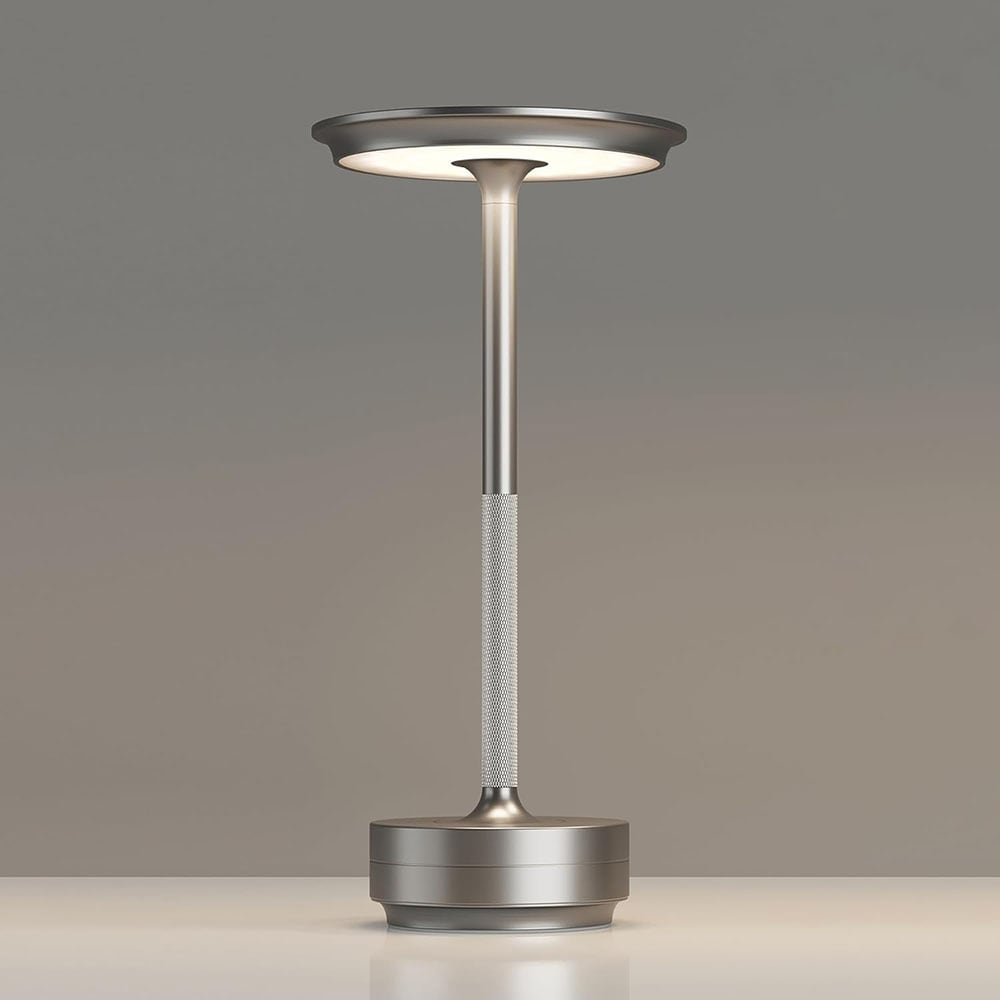 Bordlampe/natlampe med touch-kontrol og USB-opladning - Sølv