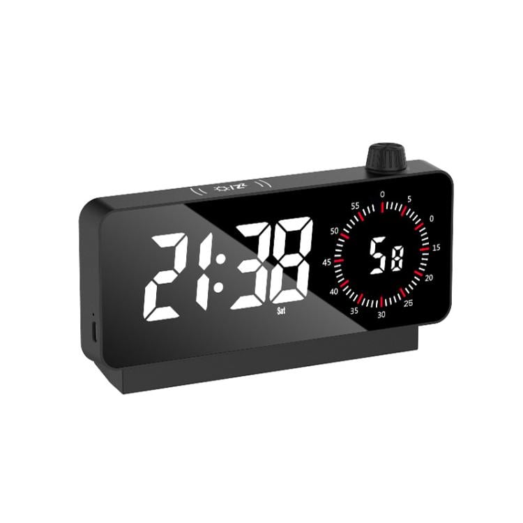 Digitalt vækkeur med timer og spejldesign - Svart