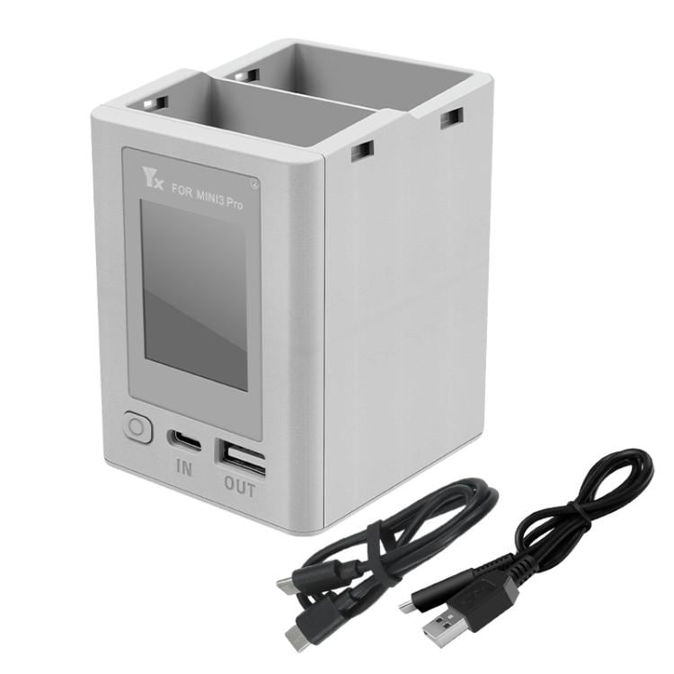 Batterioplader til 2 batterier til DJI Mini 4 Pro / Mini 3 Pro / Mini 3 med farveskærm