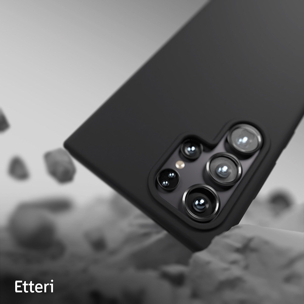 Etteri silikoneetui med mikrofiberforing til Samsung Galaxy S25 Ultra - Sort