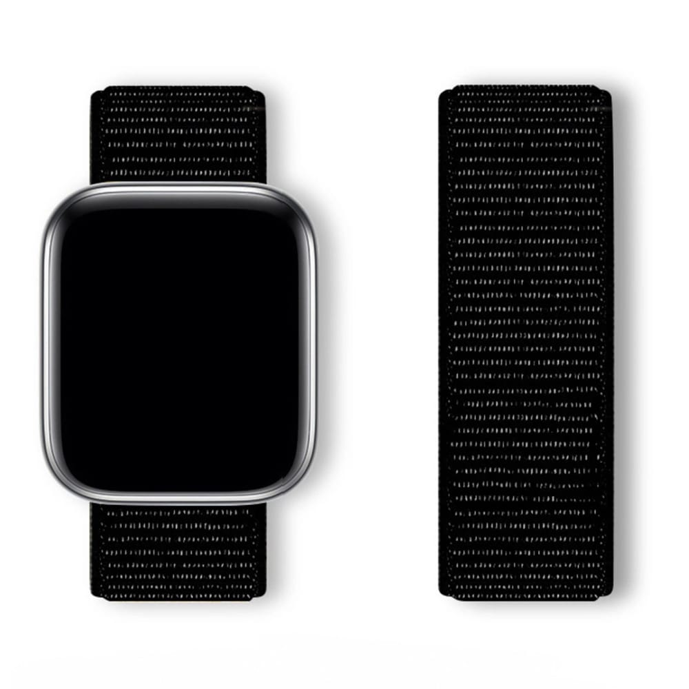 Sport Loop-armbånd til Apple Watch 42/44/45/46/49 mm i åndbar nylon - Svart
