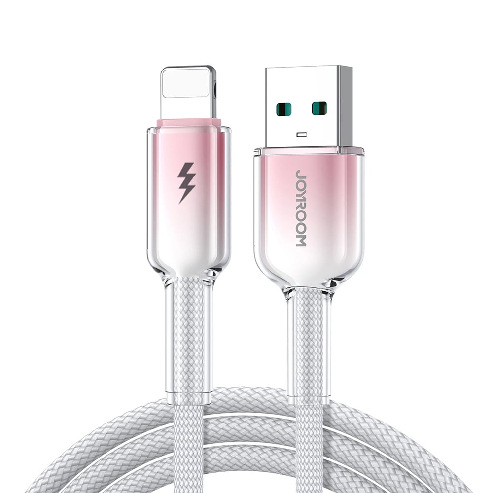 Joyroom Krystalklart USB-kabel 3A USB til Lightning 1,2 m - Hvid