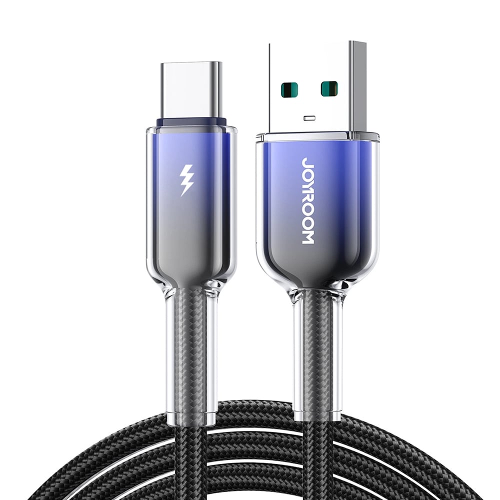 Joyroom Krystalklart USB-kabel 3A USB til USB-C 1,2 m - Svart