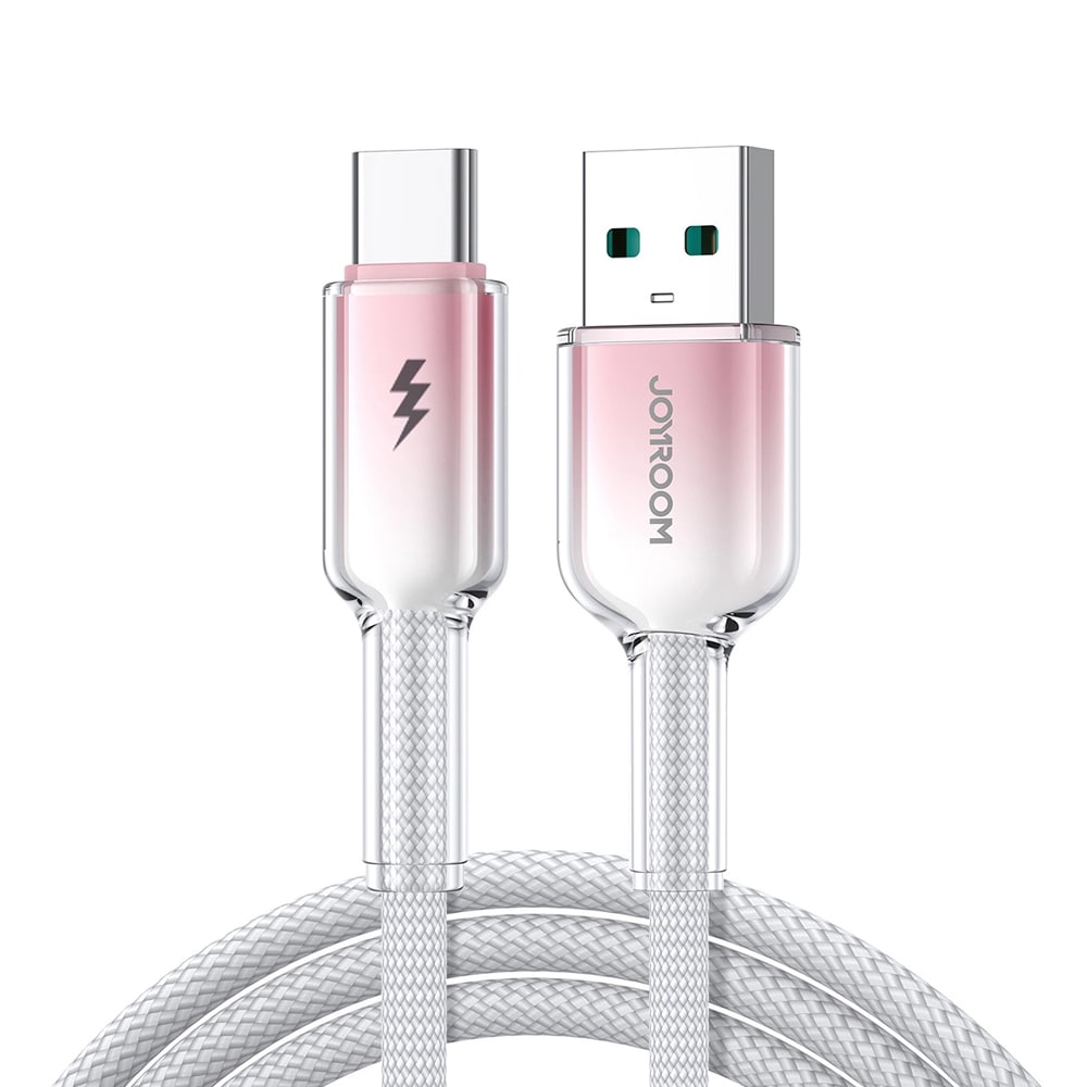 Joyroom Krystalklart USB-kabel 3A USB til USB-C 1,2 m - Hvid