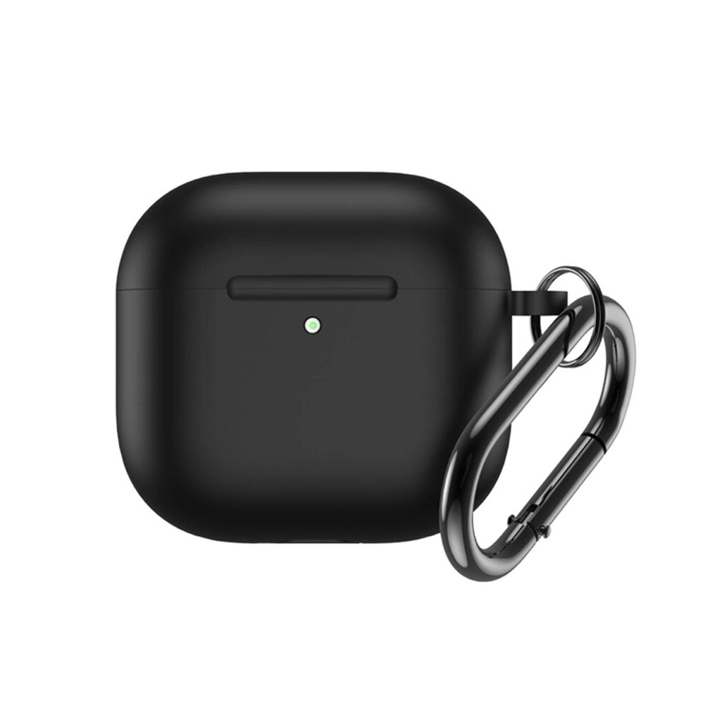 Silikoneetui med karabinhage til Airpods 4 - Svart
