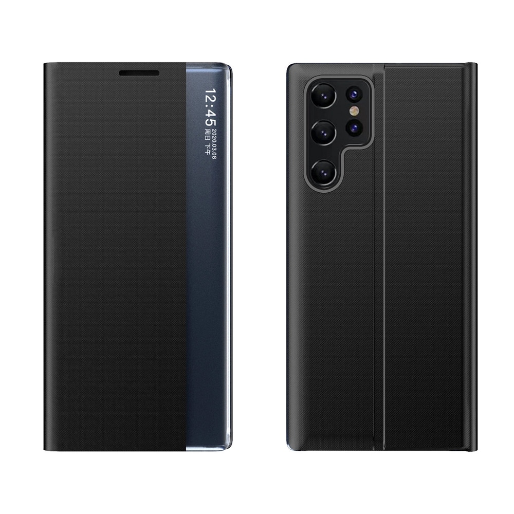 Flip-etui med stativ og sleep-funktion til Samsung Galaxy S25 Ultra - Sort