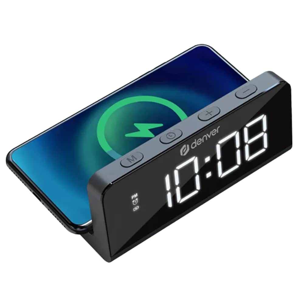 Denver vækkeur ECQ-103MK2 med trådløs opladning og LED-display
