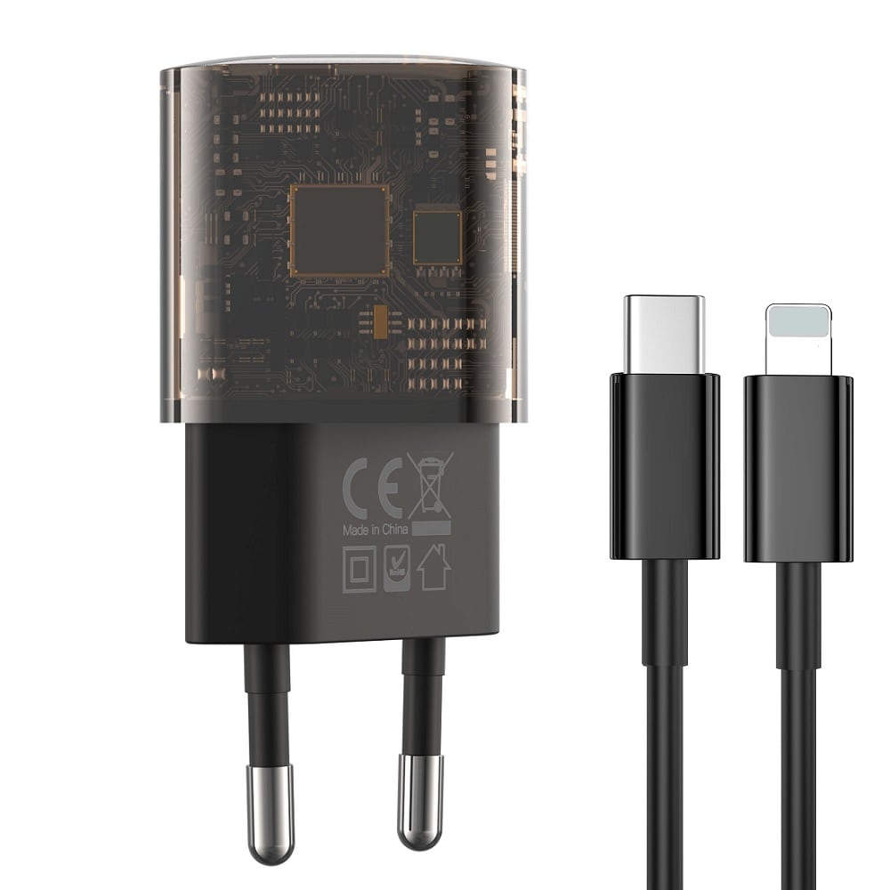 XO USB-oplader med 1x USB 1x USB-C PD 30W QC 3.0 18W + USB-C til Lightning-kabel