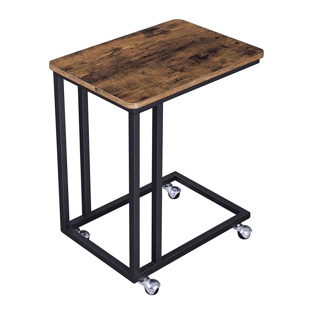 Sidebord med hjul og industrielt design i brun/Sort