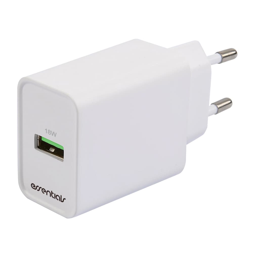 Essentials USB-oplader 18W med hurtig opladning - Hvid