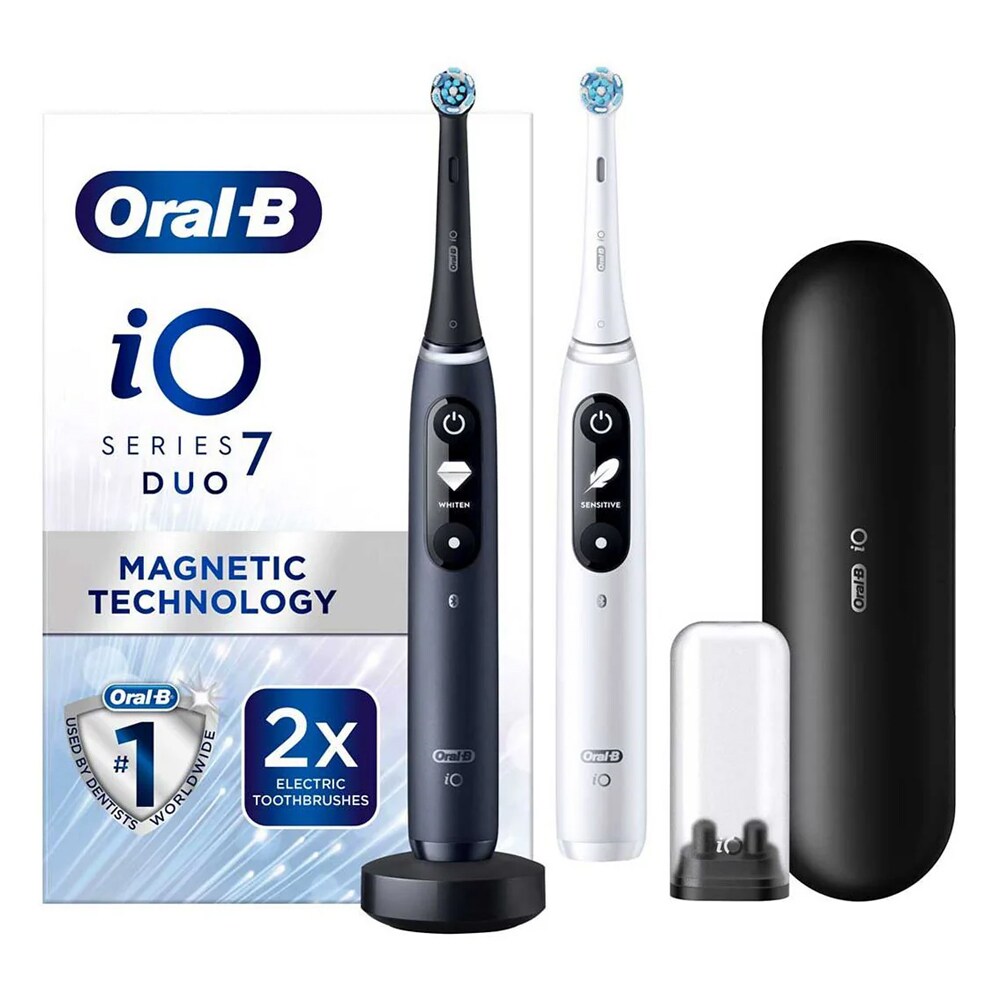 Oral-B iO7 Duo - elektriske tandbørster i svart og hvid