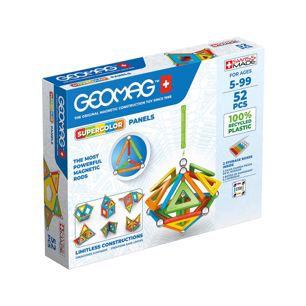 Geomag Magnetiske stænger SuperColor 52 dele - farverigt byggesæt