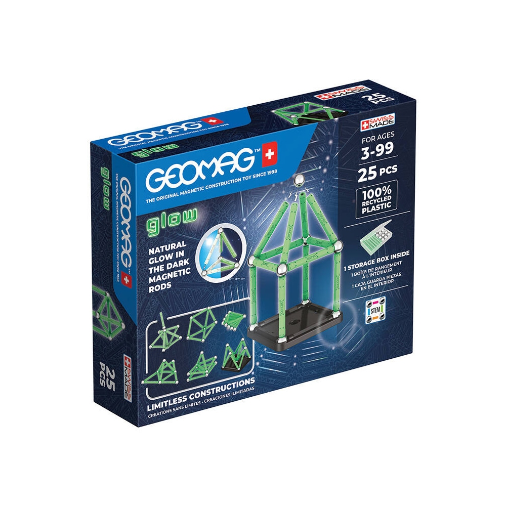 Geomag Magnetic Rods Glow 25 stykker - genialt magnetisk byggelegetøj