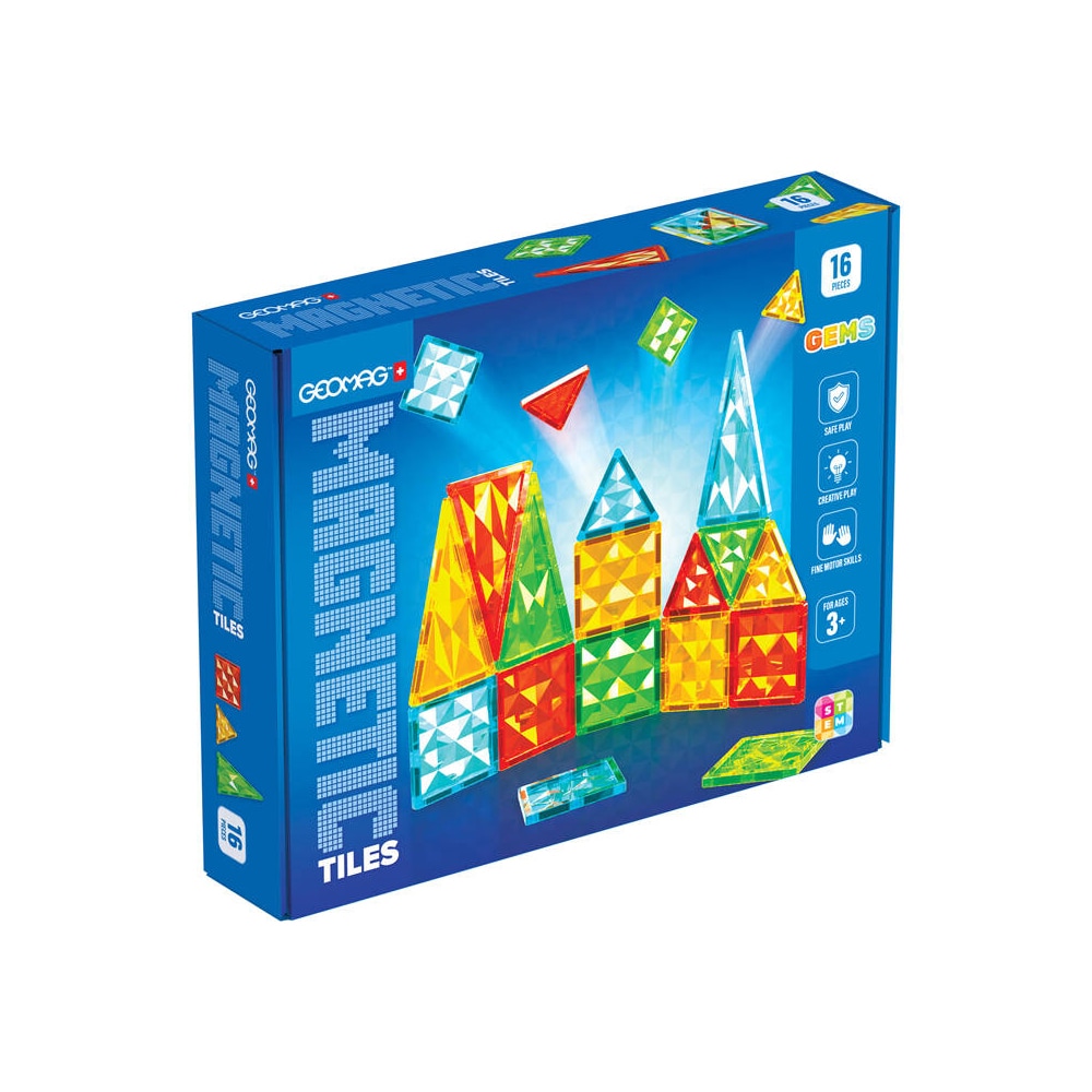 Geomag Magnetic Tiles Gems 16 stykker - kreativ leg med magnetiske byggeklodser