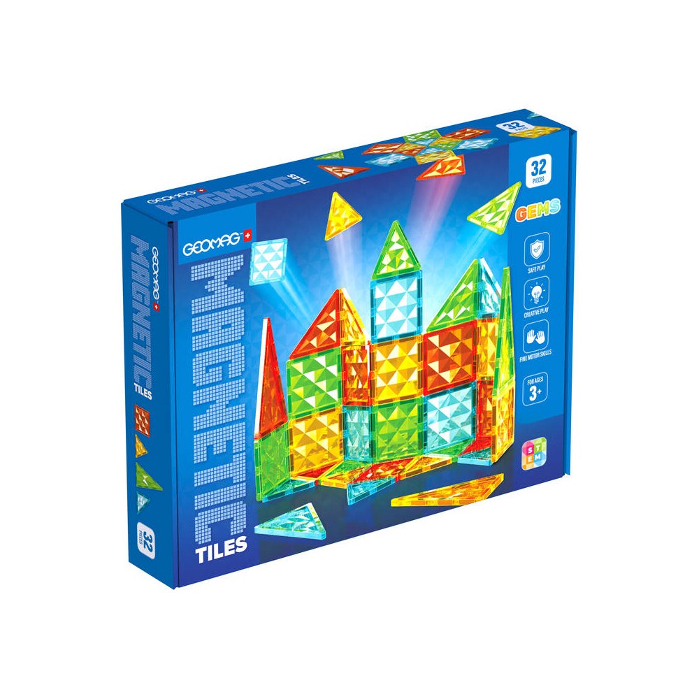 Geomag Magnetic Tiles Gems 32 stykker - kreativ leg med magnetiske byggeklodser