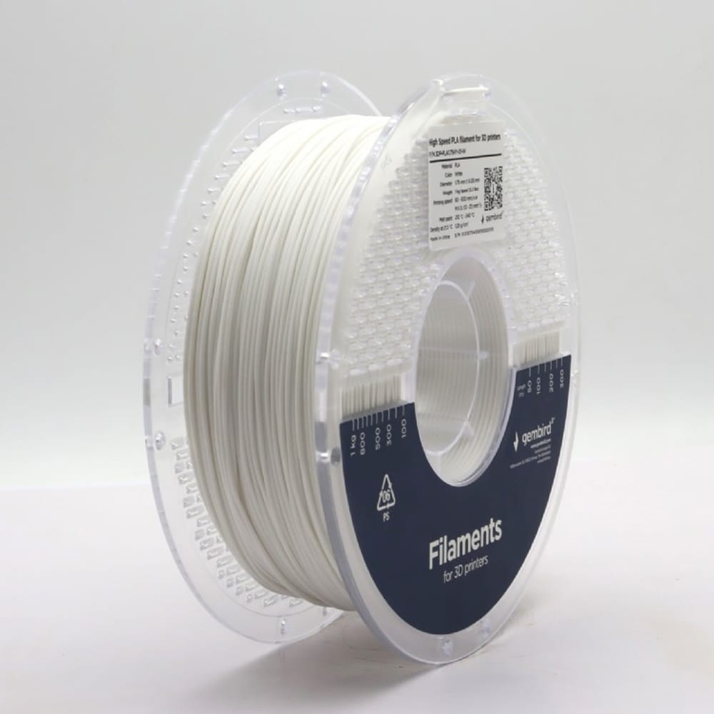 PLA-filament til 3D-printere 1,75 mm 1 kg - hvid