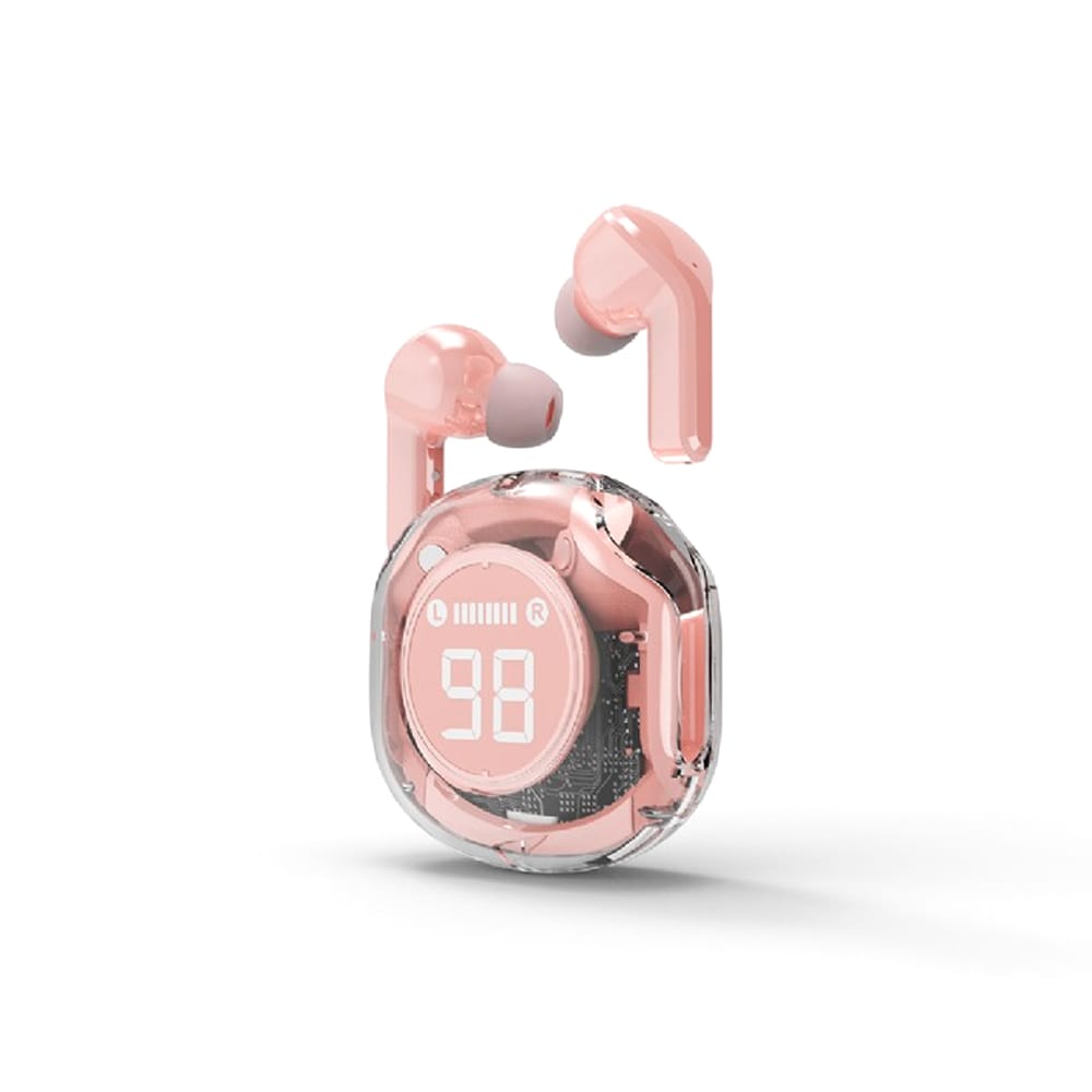 Trådløst in ear-headset med oplader - pink