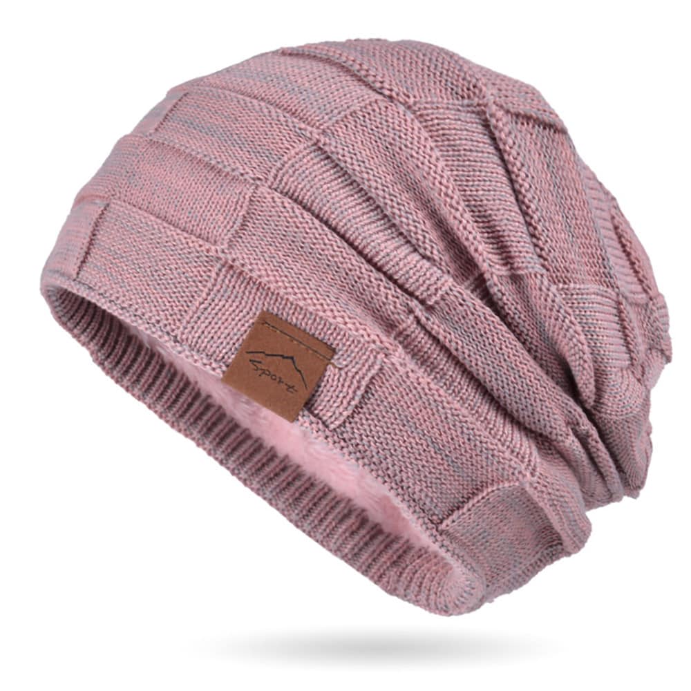 Strikket hue i polyester - pink