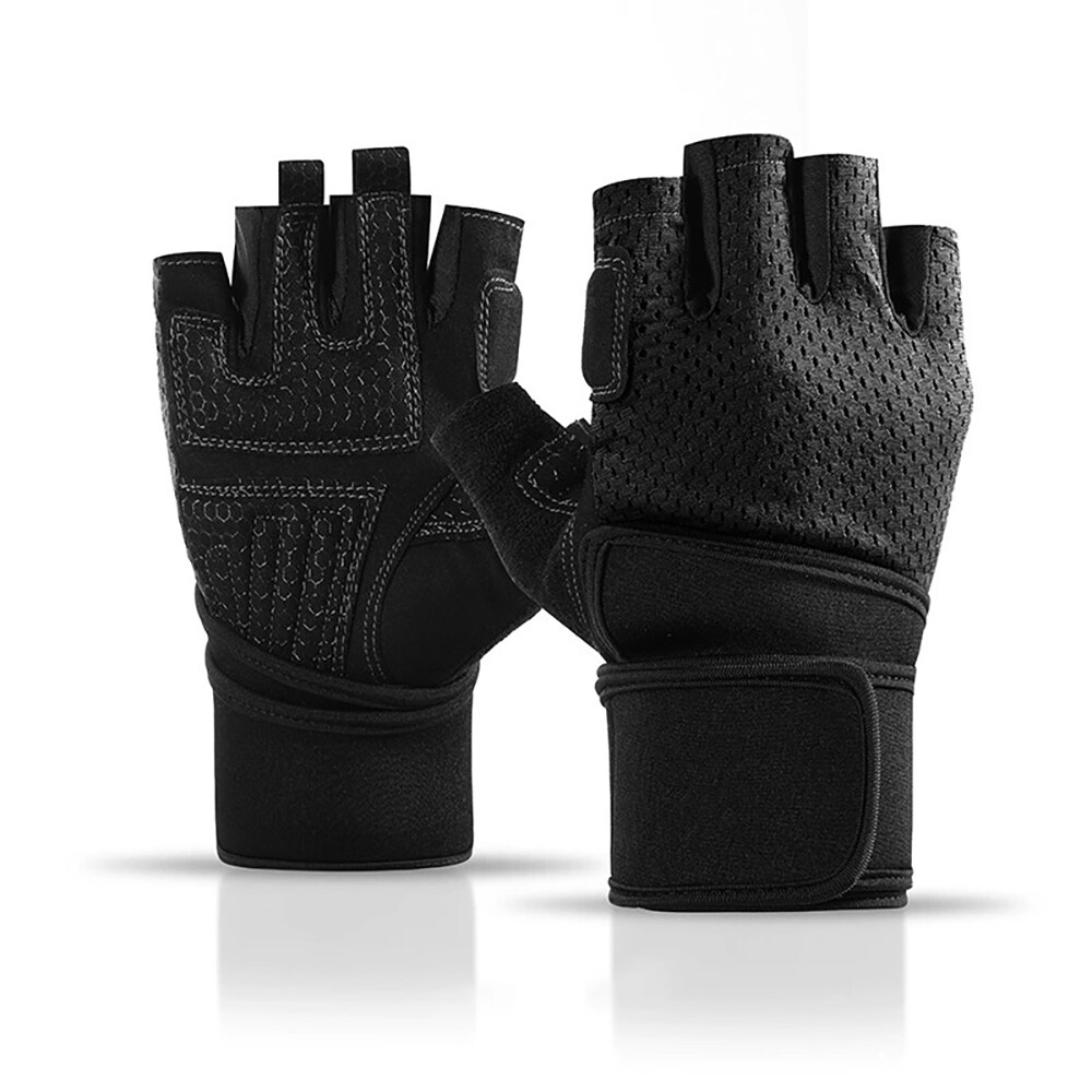 Træningshandsker i nylon og silikone - størrelse M, håndfladelængde 10,5 cm