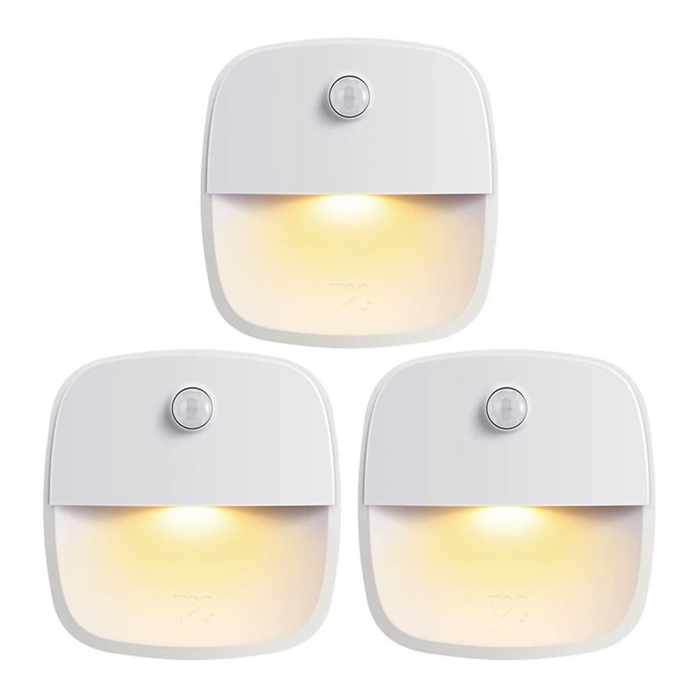 LED-natlys med bevægelsessensor og varmt lys - 3-pak