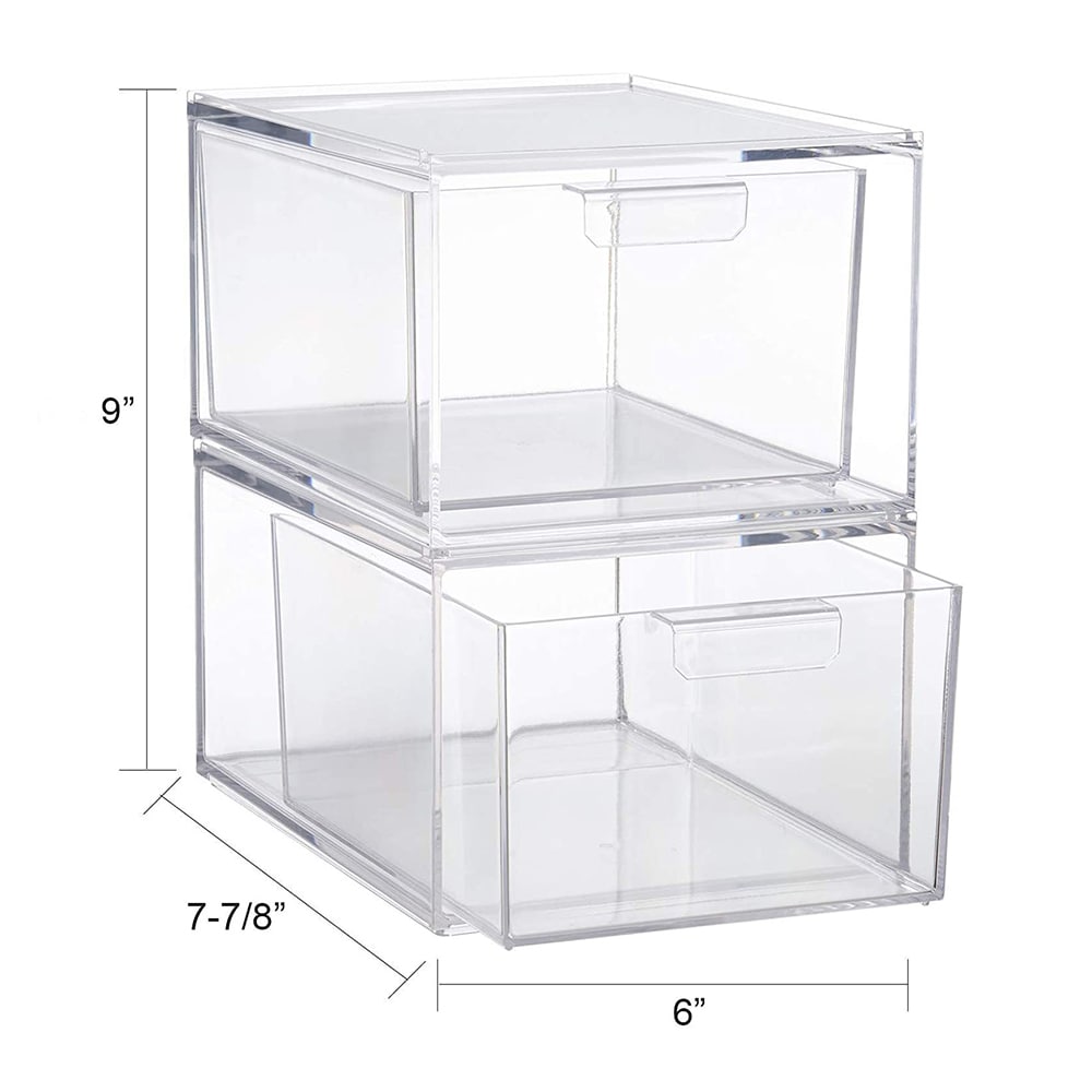 Opbevaringsboks i klar plast 14x19x11cm 2-pak