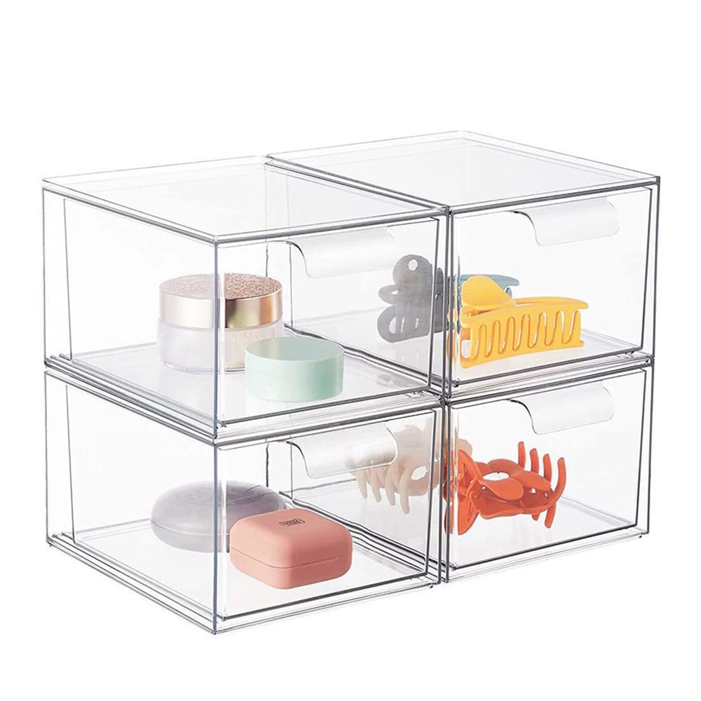 Opbevaringsboks i klar plast 14x19x11cm 4-pak